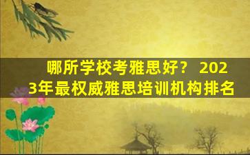 哪所学校考雅思好？ 2023年最权威雅思培训机构排名